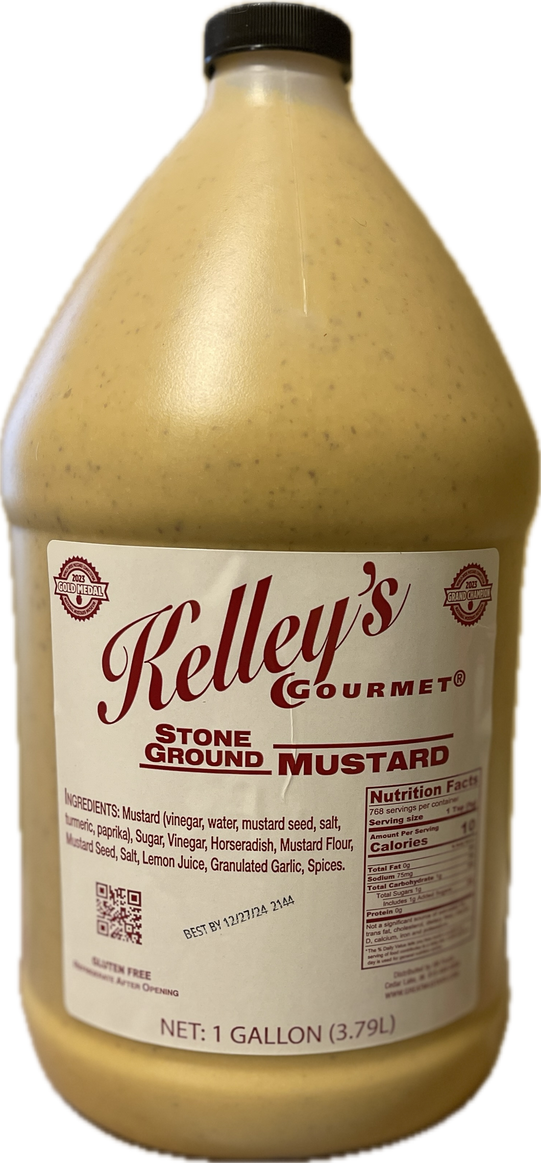 1-Gallon Kelley's Gourmet Stone Ground Mustard -1 Gallon Food Service