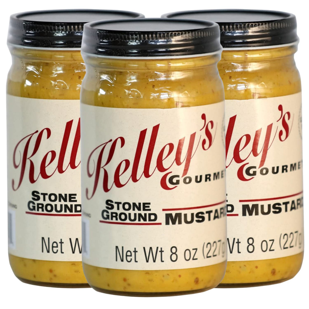 Kelley's Gourmet Stone Ground Mustard- 8.0 Ounce (Pack of 3)
